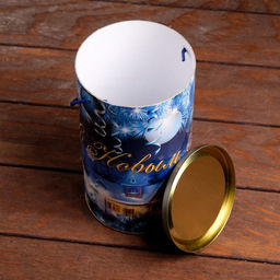 Подарочная коробка, тубус «Рождественская деревня» 120×220 мм (200 мм внутр. высота).