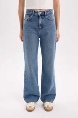 90s Wide Leg Yuksek Bel Genis Paca Uzun Jean Pantolon