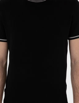 Siyah Slim Fit Bisiklet Yaka Triko Ti__rt - Pierre cardin фото 6