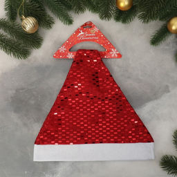 Цена за 2 шт. Колпак новогодний Диско блеск 29х33 см, красный