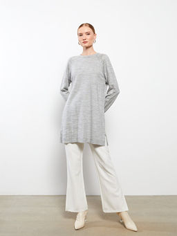 Bisiklet Yaka Ta?l? Uzun Kollu Kad?n Triko Tunik