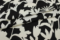 Штапель Цветочный силуэт цв.черный, ш.1.45м, вискоза-100%, 100гр/м.кв - Купава фото 5