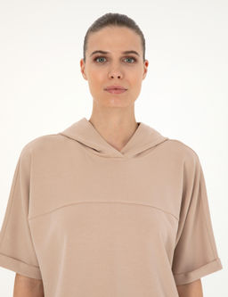 Bej Regular Fit Modal Kuma_ Sweatshirt