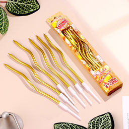 Свечи для торта «Серпантин» 6 шт., коктейльные, золото