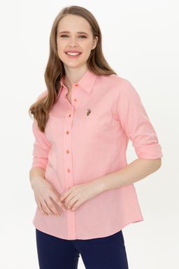U. S. Polo Assn Женская базовая рубашка лососевого цвета с длинным рукавом - U.s. polo assn фото 4
