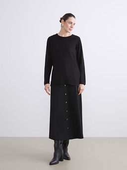 Bisiklet Yaka Kendinden Desenli Kad?n Triko Kazak