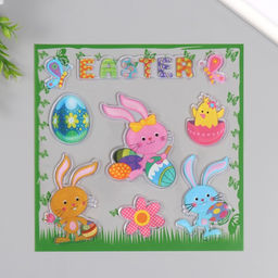 Наклейка на стекло Пасхальные друзья, силикон, 19.5?19.5 см