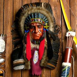 Панно «Индеец Лиуону», 40×15×60 см, МИКС