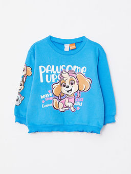 Bisiklet Yaka Uzun Kollu Paw Patrol Bask?l? K?z Bebek Sweatshirt