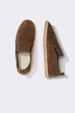 Мужские кожаные замшевые эспадрильи на плоской подошве - Defacto фото 6