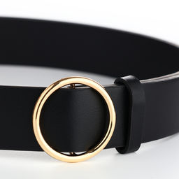 Ремень женский 110×3.5 см, круглая пряжка-затяжка металл, золотистая, чёрный