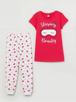 CRB wear/CSJG 50045-25 Комплект для девочки (футболка, брюки), малиновый/Ex.Cherubino  фото 2