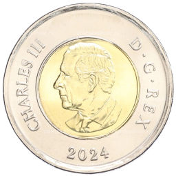 Монета 2 доллара 2024 года Канада 100 лет Королевским военно-воздушным силам Канады