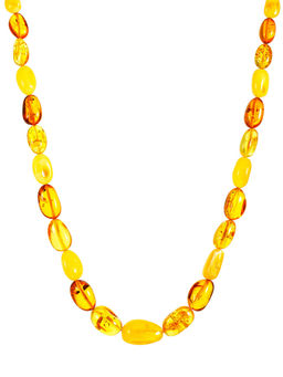 Яркие сияющие бусы из натурального янтаря Слива трёхцветная