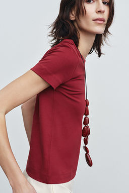 CAMISETA INTERLOCK MANGA CORTA / Granate - Zara фото 2