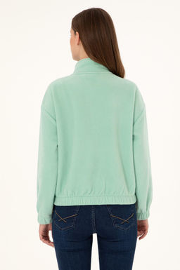 Женский флисовый свитшот зеленого цвета со стойкой на молнии Неожиданная скидка в корзине - U.s. polo assn фото 5