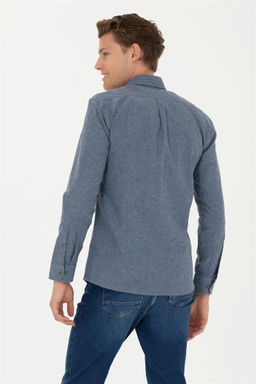 Мужская базовая рубашка цвета индиго с длинным рукавом - U.s. polo assn фото 5