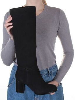 02-K82-B1 BLACK Сапоги зимние женские (натуральная замша, натуральный мех (евромех)) - Фабричный китай фото 2