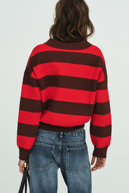 STRIPED KNIT POLO JUMPER - Zara фото 14