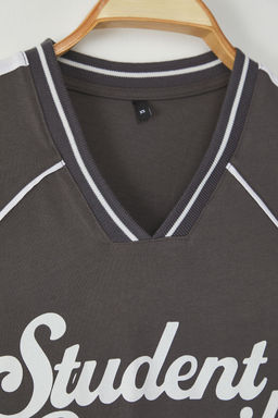 TRENDYOL MAN Antrasit Kolej Oversize/Genis Kesim %100 Pamuk T-Shirt TMNSS25TS00096 - Trendyolmilla фото 5