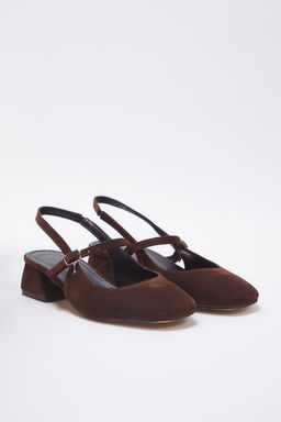 Trendyol Shoes Koyu Kahverengi Suet Mary Jane Blok Topuklu Sandalet TAKSS25TO00075 - Trendyolmilla фото 8