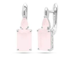 Серьги из серебра розовый кварц, МЦВ156