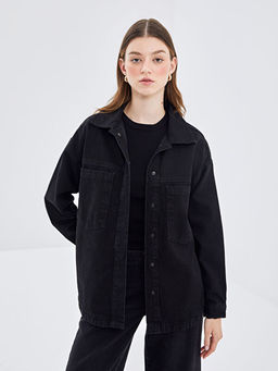 G?mlek Yaka Kad?n Jean Ceket