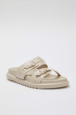 Trendyolmilla Shoes Krem Trok Islemeli Toka Detayl? Cift Bantl? Kad?n Terlik TAKSS25TE00037  фото 4