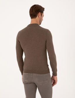 Vizon Melanj Slim Fit _eyrek Yaka Basic Triko Kazak - Pierre cardin фото 5