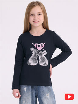 Лонгслив Апрель хлопок темно-синий