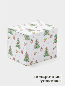 Кружка Доляна «Уютный новый год. Ёлка», 370 мл, фарфор, белая