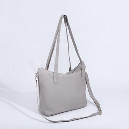 Сумка - шоппер женская на молнии, 43×13×30 см, однотонная, серая