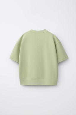 SUDADERA MANGA CORTA TEXTO RELIEVE / verde lavado - Zara фото 2