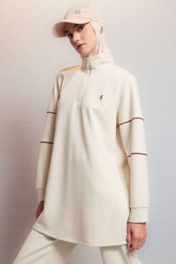 DeFactoFit Oversize Genis Kal?p Dik Yaka Skuba Dalg?c Kumas Sporcu Sweatshirt