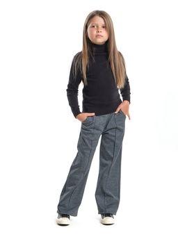 Брюки палаццо в клетку штаны для девочки детская одежда вещи 22-7859 черная клетка - Mini maxi фото 5