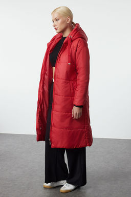 TRENDYOLMILLA Siyah Kapusonlu Su Itici Uzun Sisme Mont TWOAW24MO00136  фото 2