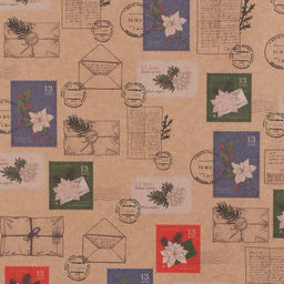 Цена за 10 шт. Бумага упаковочная крафтовая «Почтовые марки», 50 х 70 см