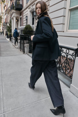 OVERSIZE DOUBLE-BREASTED TWILL BLAZER