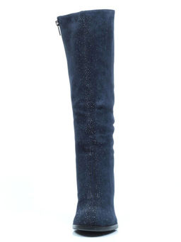 02-F65-011M DARK BLUE Сапоги зимние женские (натуральная замша, натуральный мех (полностью))