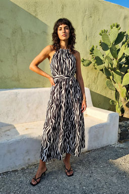 TRENDYOLMILLA Siyah Animal Shift Shally Maxi Dokuma Elbise TWOSS24EL00872  фото 42