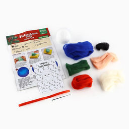 Ёлочный шар из шерсти на новый год Дед Мороз, d=7 см, новогодний набор для творчества