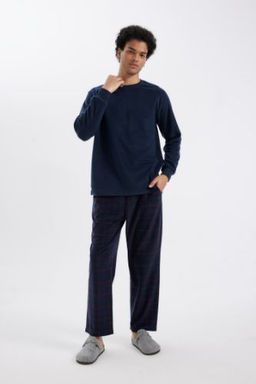 Regular Fit Polar Pijama Tak?m? Uzun Kollu Ust Desenli Uzun Alt
