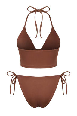 Kahverengi Cicek Desenli Baglamal? Tankini Kapl? Normal Bel Brazilian Bikini Tak?m? TBESS26BT00008 - Trendyolmilla фото 3