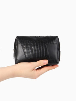 Косметичка ONE COLOR, на молнии, искусственная кожа, чёрная