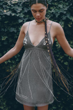 SHORT FRINGED BEADED DRESS - Zara фото 3