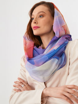 Большой, мягкий, тонкий и очень нежный двусторонний палантин с рисунком в стиле арт-деко - Tantino фото 10