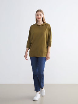 Kap??onlu Oversize Kad?n Sweatshirt Elbise