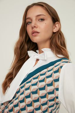 TRENDYOLMILLA Lacivert Mini Triko Gomlek Garni Detayl? Elbise TWOAW22SV0122  фото 12