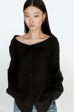 Camisa off-the-shoulder en mezcla de lino - H&m фото 5