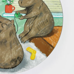 Цена за 4 шт. Салфетка сервировочная кухонная Доляна Капибары геймеры, настольное покрытие, d=36 см  фото 2